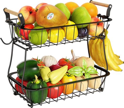 Amazon Tier Countertop Fruit Basket Bowl With Banana Hangers