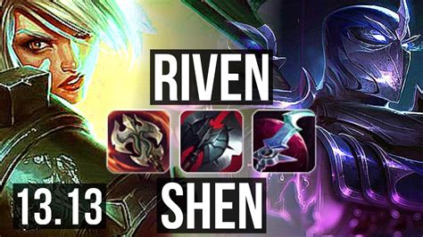 Riven Vs Shen Top Penta 4 0m Mastery 1600 Games 6 Solo Kills