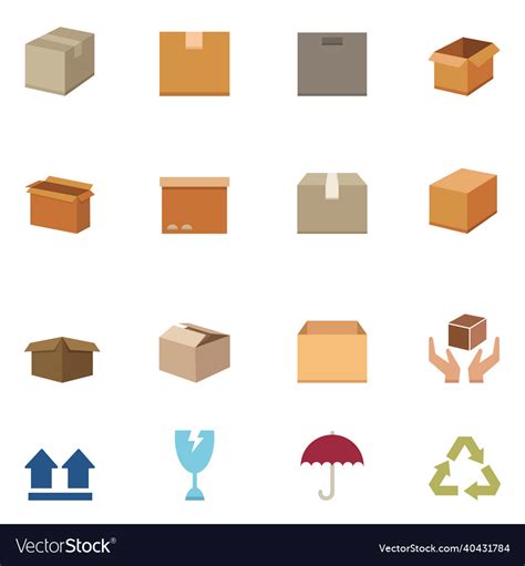 Packaging Boxes Icons Eps10 Royalty Free Vector Image