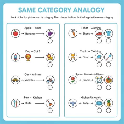 category analogy worksheet  print
