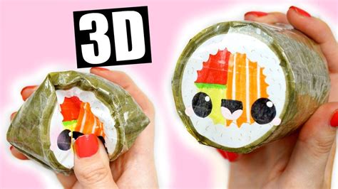 DIY 3D paper squishy sushi - YouTube | Sushi paper, Squishies diy, Diy ...