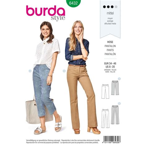 Misses Dress Trousers Burda Sewing Pattern Sew Essential