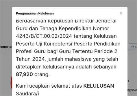 CEK DI SINI Pengumuman Kelulusan Piloting PPG Guru Tertentu 2024 Tahap