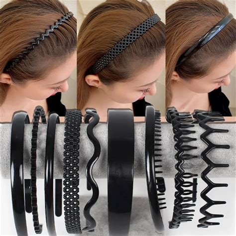 Aishg Faixa De Cabelo Preto Brilhante Para Mulheres Face Wash Headband