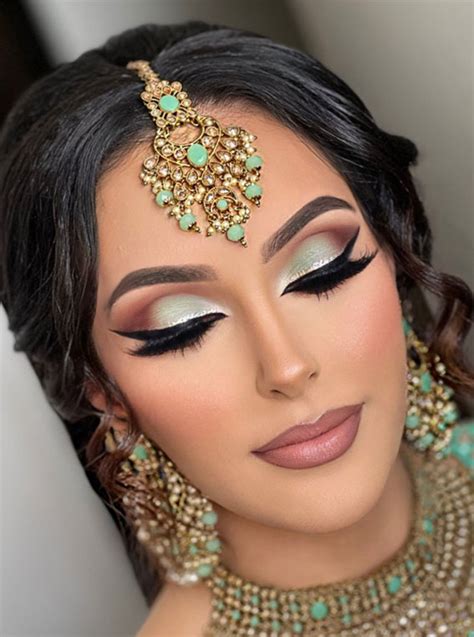 32 Bridal Makeup Ideas For A Radiant Look Mint And Gold Glam Bride