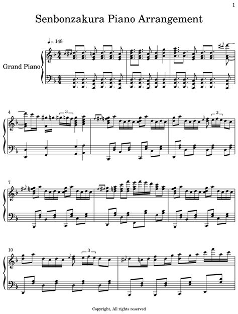 Senbonzakura Piano Arrangement Sheet Music For Piano