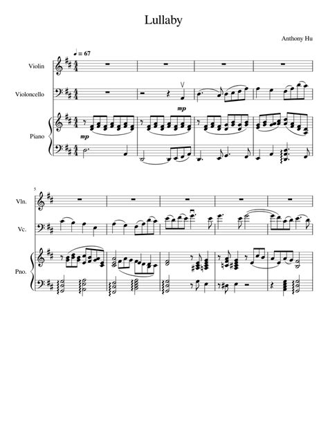 Lullaby Sheet Music For Piano Violin Cello Piano Trio