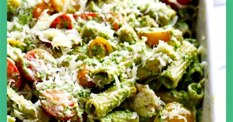 Healthy Pesto Baked Rigatoni