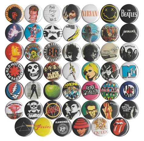 Huge Wholesale Lot Of 48 Music And Band 1 Inch Pins Buttons Badges