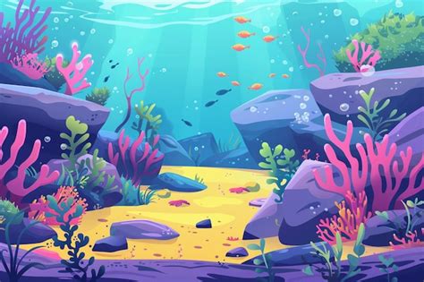 Cartoon Sea Background Rocks | Premium AI-generated vector