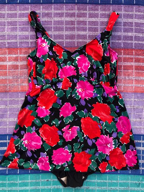 Vintage Plus Size Floral One Piece Swimsuit Etsy