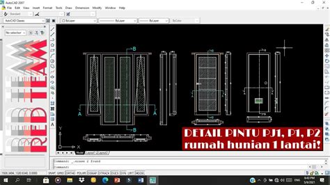 Tutorial Autocad Gambar Detail Pintu P2 By Red Team Part 2 Youtube