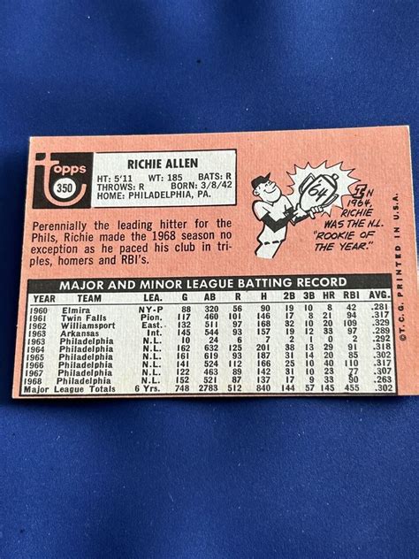 Topps Baseball Richie Allen Phillies Nm Mt Sharp Ebay