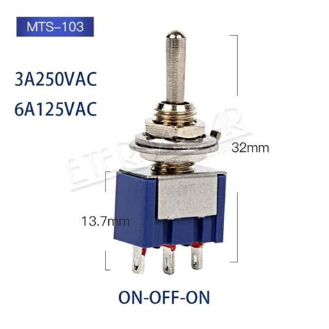 MTS 103 2 pieces lot interrupteur à bascule 3a 6a125v AC Mini