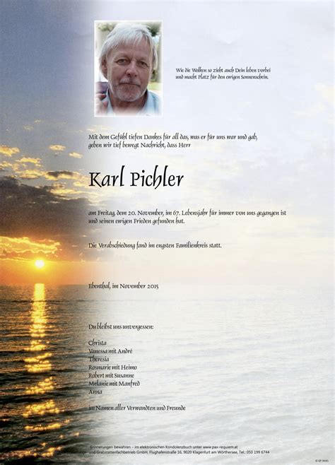 Parte für Karl Pichler pax requiem