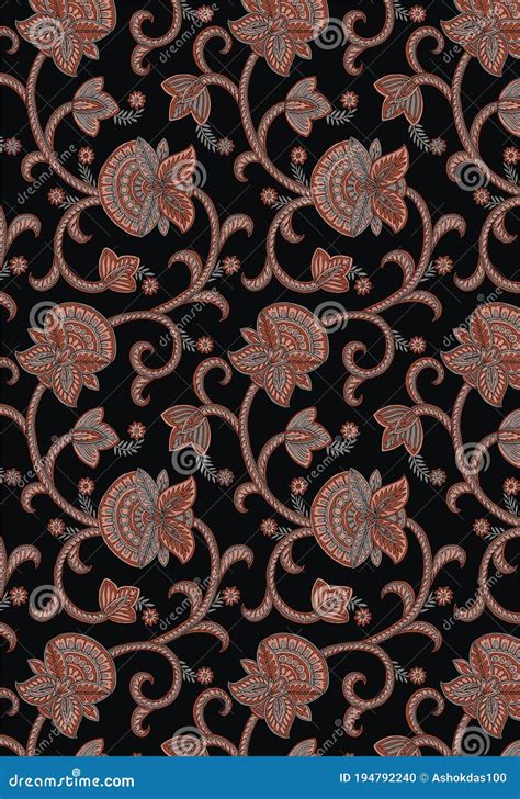 Textile Traditional Allover Pattern Design Art For Fabric Stock