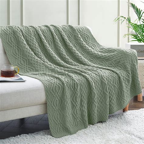 Amazon Aormenzy Sage Green Cable Knit Throw Blanket Soft