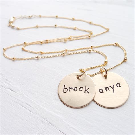 Gold Mom Necklace Personalized Goldfill Engraved Kids Names Necklaces