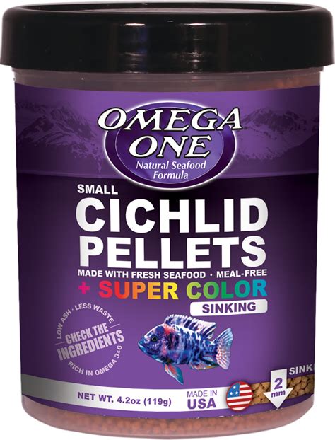 OMEGA ONE Super Color Small Cichlid Pellets Sinking Fish Food 16 25 Oz