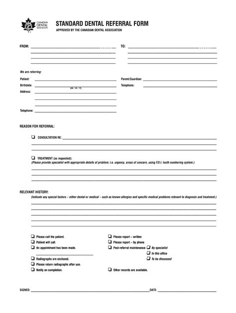 Ca Standard Dental Referral Form Fill And Sign Printable Template