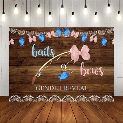 Baits Or Bows Gender Reveal Photography Backdrop Boy Or Girl Pink Or