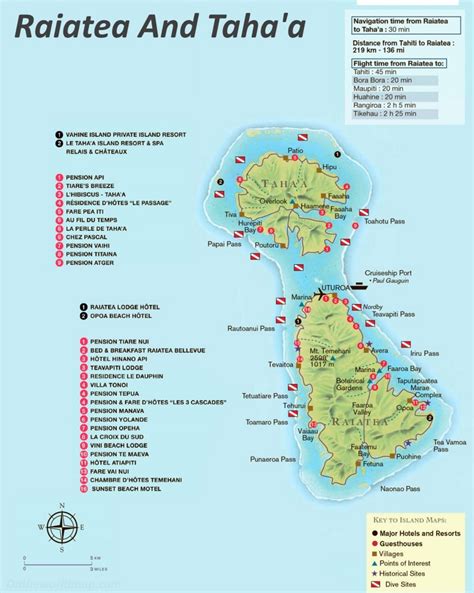 Raiatea And Taha'a - Hotels And Attractions Map - Ontheworldmap.com