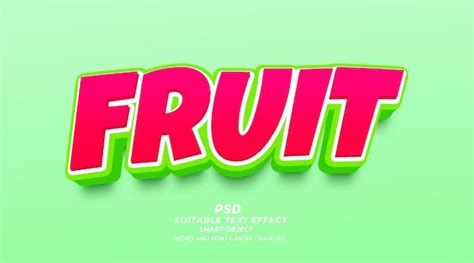 Frutas Frescas 3d Efecto De Texto Editable Psd Plantilla De Photoshop