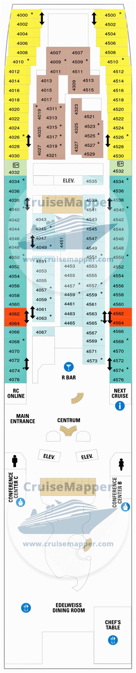 Rhapsody Of The Seas deck 4 plan | CruiseMapper