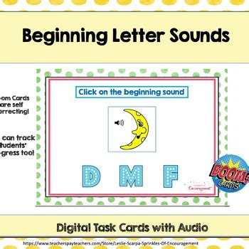 Beginning Sounds Audio Boom Cards Digital Task Cards Tpt