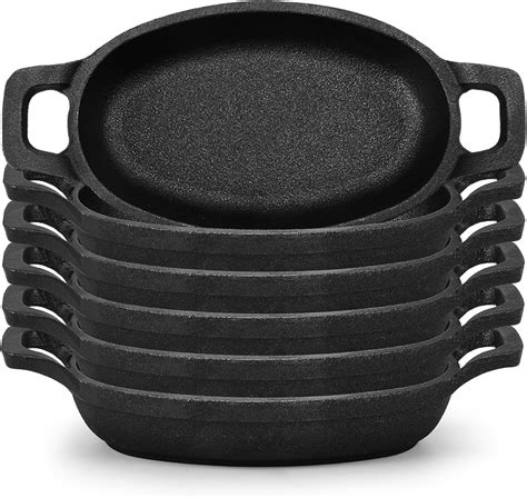 Amazon Uiifan 6 Pieces Mini Cast Iron Skillet 6 X 3 8 Small Oval