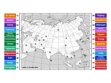 Mapa Konturowa Azji Wybrane Kraje Labelled Diagram