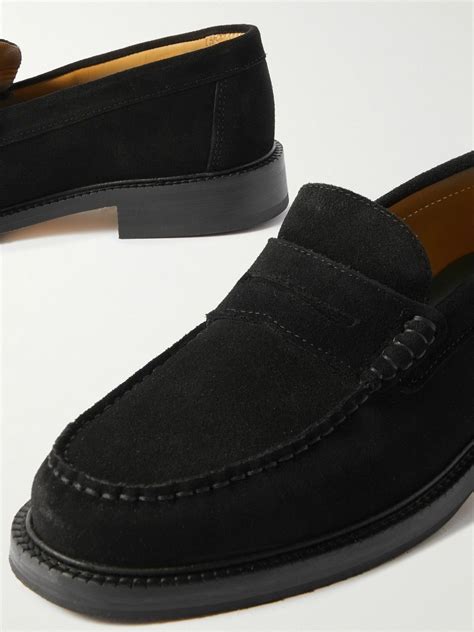 VINNY S Yardee Suede Penny Loafers Black VINNYs