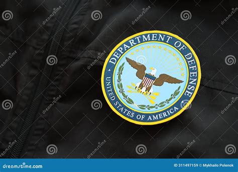 KYIV, UKRAINE - MARCH 9, 2024 US Department of Defense Seal on Black ...