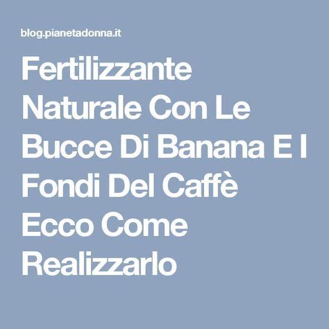 Fertilizzante Naturale Con Le Bucce Di Banana E I Fondi Del Caffè