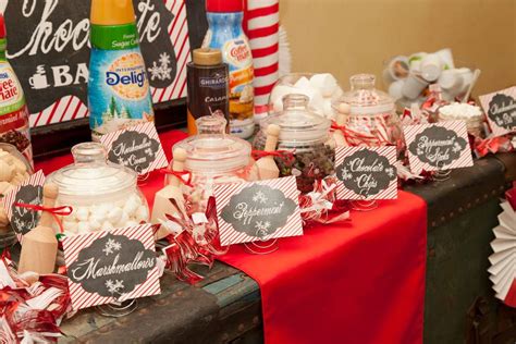 Holiday Gingerbread House Hot Cocoa Bar Christmas Holiday Party Ideas Photo 1 Of 53