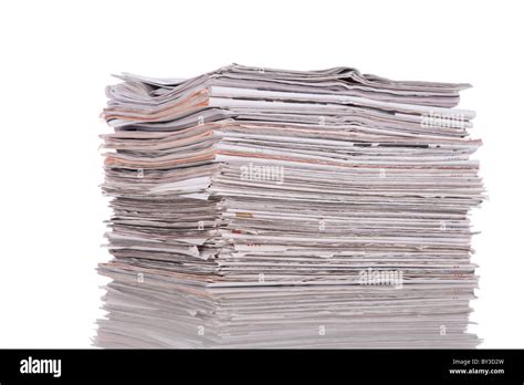 Stack Of Newspaper Isolated On White Stock Photo Alamy