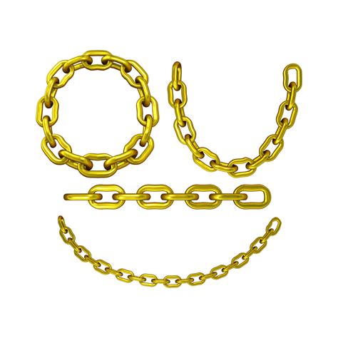 3d Rendering Of Clean Gold Chain Template With Various Shapes In