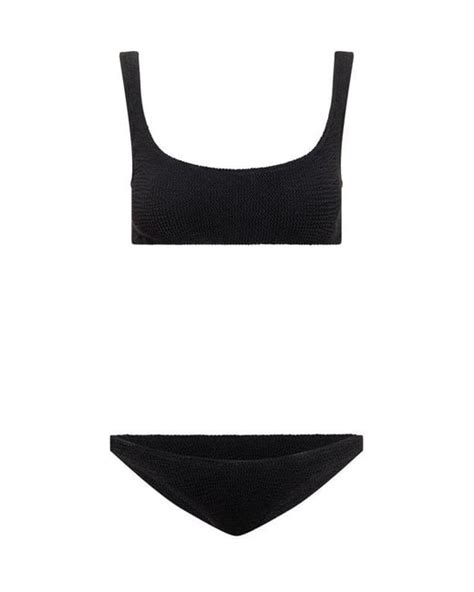 Reina Olga Synthetic Ginny Scrunch Sleeveless Bikini Set In Black Lyst