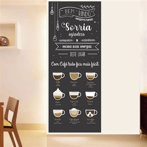 Adesivo Papel Parede Painel Lousa Bem Vindo Café Cafeteria Elo7