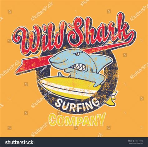 Surfing Shark - Vector Artwork For Children Wear In Custom Colors ...