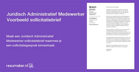 Begeleidende Brief Juridisch Administratief Medewerker