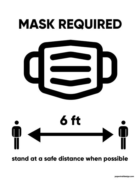 Free Printable Face Mask Required Sign Paper Trail Design Printable