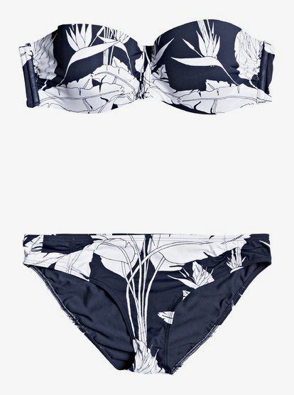 Printed Beach Classics Bandeau Bikini Set For Women Blue Roxy SHB