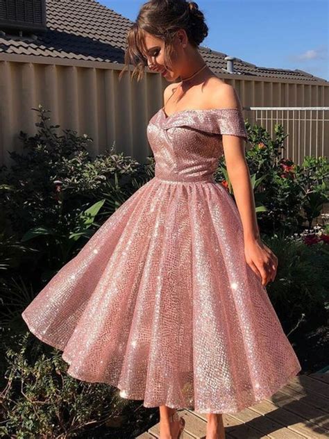 Pink Sweetheart Tulle Tea Length Prom Dress Pink Formal 40 Off