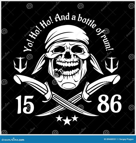 Pirates Jolly Roger Symbol Vector Poster Of Skull With Pirate Eye