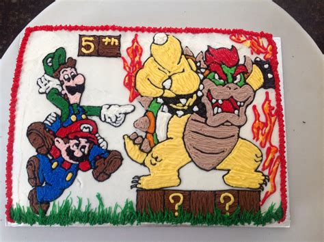 Mario Luigi And Bowser Cake Mario Birthday Cake Mario Birthday 6th