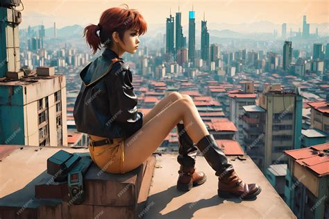 Premium Photo | Cyberpunk Anime girl Cityscape futuristic city at ...