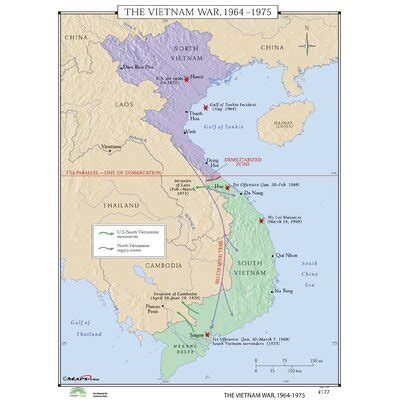 Universal Map World History Wall Maps Vietnam War 1964 75