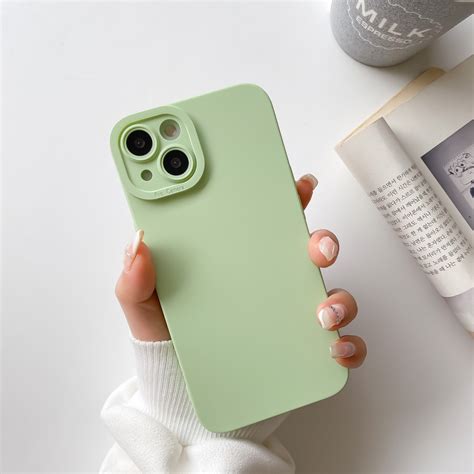 Straight Edge Solid Color Liquid Silicone Shockproof Full Coverage Protective Case For Iphone 13