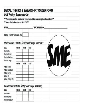 Fillable Online Decal T Shirt Sweatshirt Order Form Fax Email Print